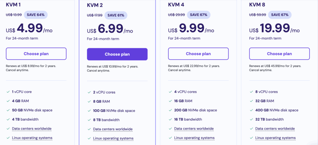 Hostinger KVM 8 2 year plan